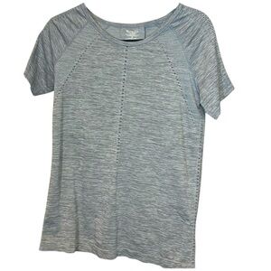 Athleta Foothill Grey Heathered, S Slv, Jewel neck, Seamless Perforated M